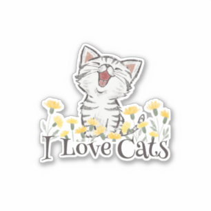 Cute I Love Cats Sticker
