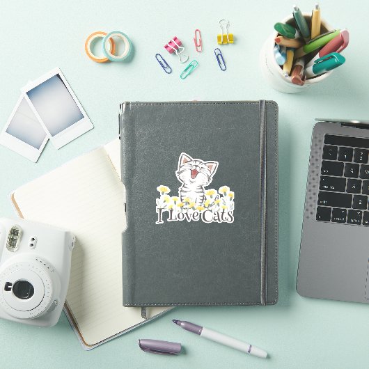 Cute I Love Cats Sticker (iPad Cover)