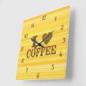 Cute I Love Coffee Quote Coffee Bons Yellow Brown Vierkante Klok (Hoek)