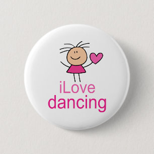 Cute I Love Dancing T-shirt Gift Ronde Button 5,7 Cm