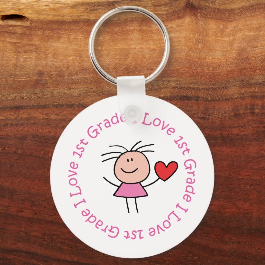 Cute I Love First Grade Sleutelhanger (Voorkant)