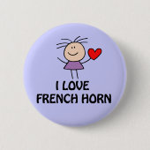 Cute I Love French Horn Button (Voorkant)