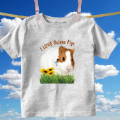 Cute I LOVE Guinee Pigs Sunflower Custom Kinder Shirts