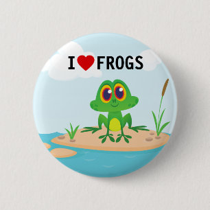 Cute I love (hart) Frogs Pinback Button