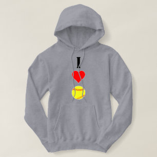 Cute I Love/Heart Softball Womens Fastpich Sports Hoodie