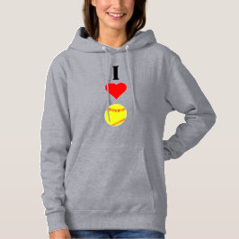 Cute I Love/Heart Softball Womens Fastpich Sports Hoodie