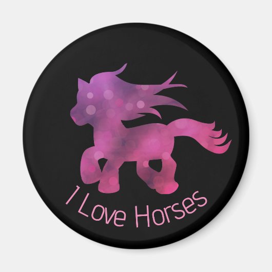 Cute I Love Horses Cute Glam Pink Horse Magneet (Voorkant)