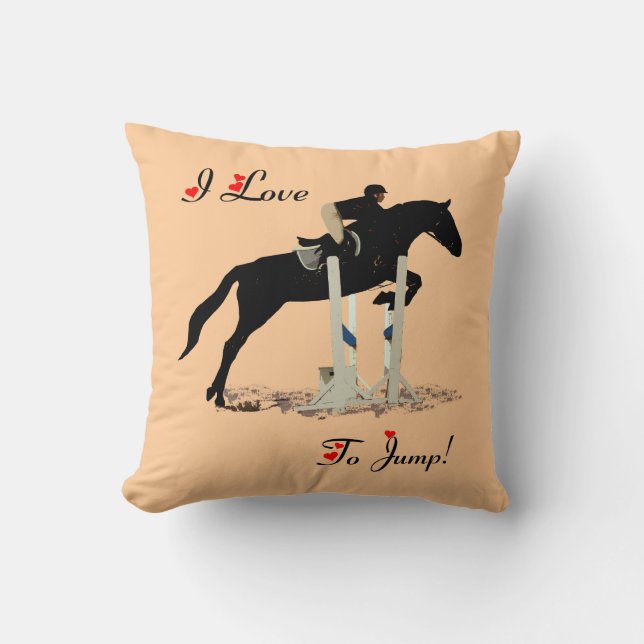 Cute I Love Jump Horse Pillow Kussen (Voorkant)