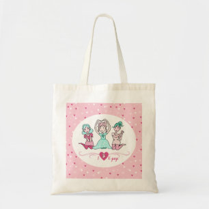 Cute I Love K-pop Girls Blauwgroen Pink Heart Tote Bag