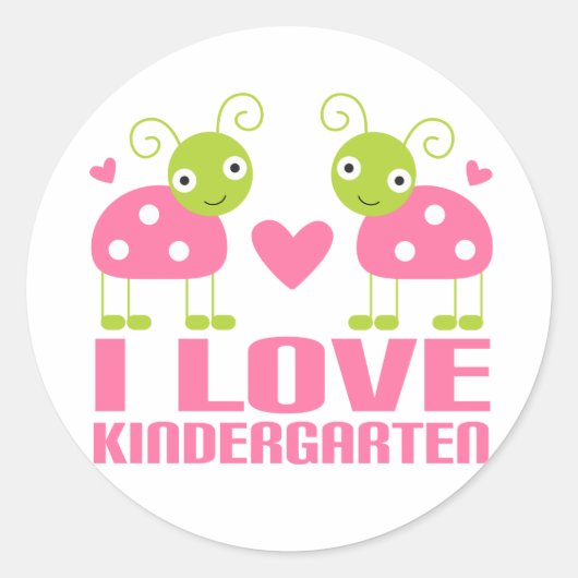 Cute I Love Kindergarten Ladybug Gift Ronde Sticker (Voorkant)