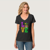 Cute I Love Mardi Gras Beagle Dog Puppy T-shirt (Voorkant volledig)