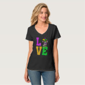 Cute I Love Mardi Gras Boston Terrier Dog Puppy T-shirt (Voorkant volledig)