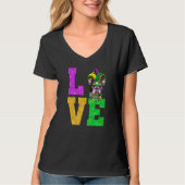 Cute I Love Mardi Gras Boston Terrier Dog Puppy T-shirt (Voorkant)