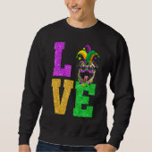 Cute I Love Mardi Gras Pug Dog Puppy Lover Premium Trui (Voorkant)