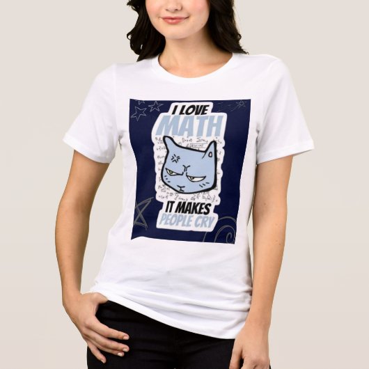 Cute I Love Math Kat T-shirt voor Math Liefhebbers (Voorkant)