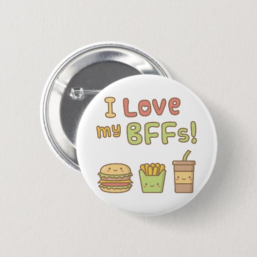 Cute I Love My BFF's Fast Food Button Badge (Voorkant /achterkant)