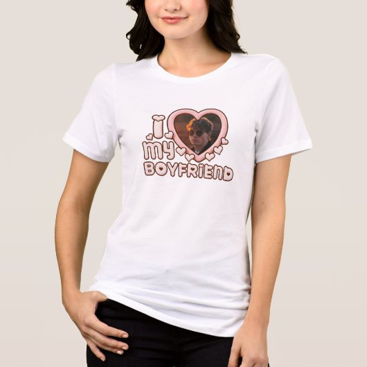 Cute I Love My Boyfriend Custom Tri-Blend Shirt (Voorkant)