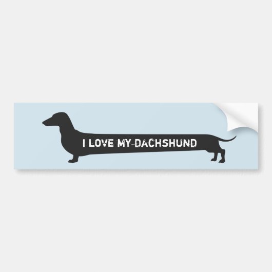 Cute "I love my dachshund"-hondensilhouette Bumpersticker (Voorkant)
