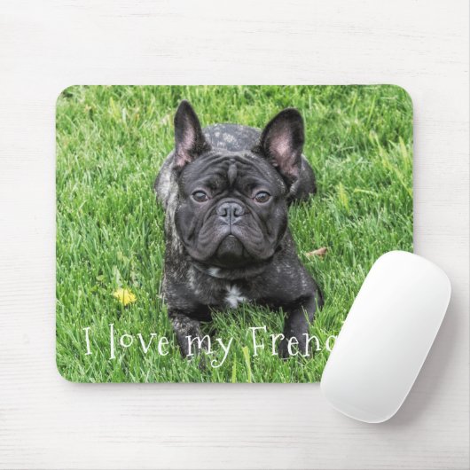 Cute " I Love My Frenchie " Franse Bulldog Photo Muismat (Met muis)