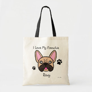Cute I Love My Frenchie Personalized Kawaii dog Tote Bag