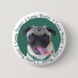 Cute I Love Pugs Ronde Button 5,7 Cm