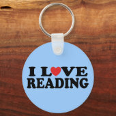 Cute I Love Reading T-shirt Sleutelhanger (Voorkant)