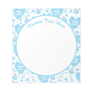 Cute I Love Summer Blue Heart Sail Boat Starfish Notitieblok