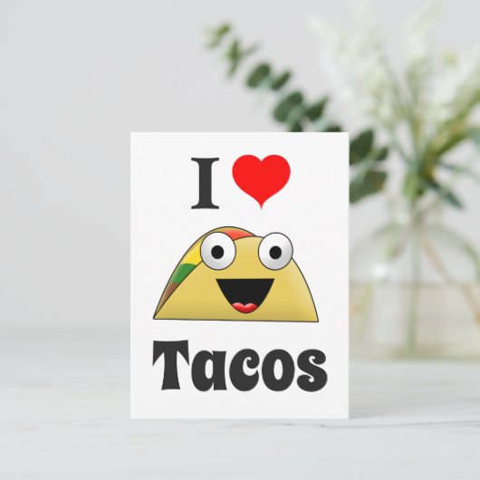 Cute I Love Tacos Briefkaart (Staand voorkant)