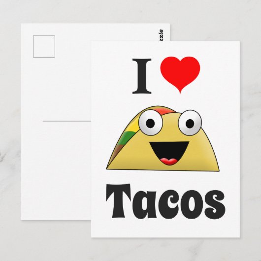 Cute I Love Tacos Briefkaart (Voorkant / Achterkant)