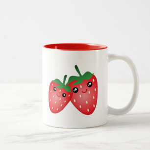 Cute I love you Berry Much Kawaii Strawberry Fruit Tweekleurige Koffiemok