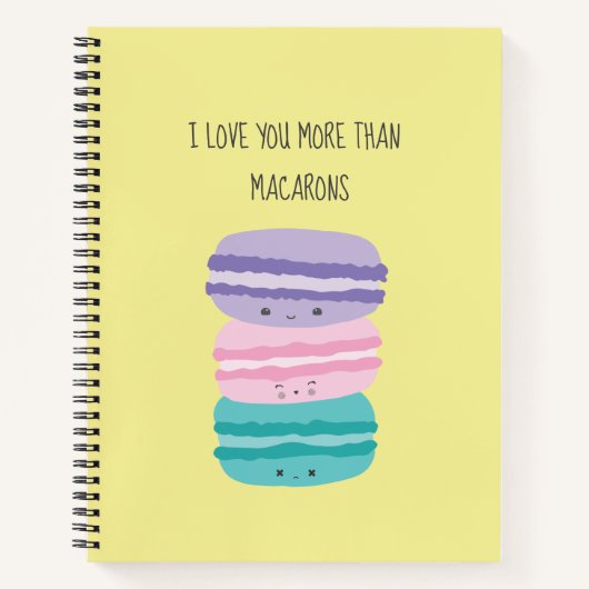 Cute I love you more dan Macarons Kawaii Pastel Notitieboek (Voorkant)