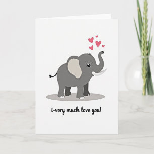 Cute I Love You Olifant Kaart