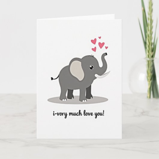 Cute I Love You Olifant Kaart (Voorkant)