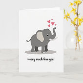 Cute I Love You Olifant Kaart (Gele Bloem)