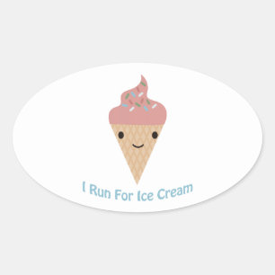 Cute I run op ijs Ovale Sticker