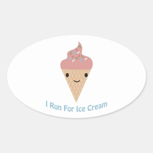 Cute I run op ijs Ovale Sticker (Voorkant)