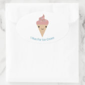Cute I run op ijs Ovale Sticker (Tas)