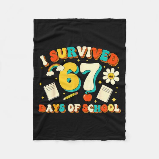 Cute I Survived 67 Days Of School Funny Meme Teach Fleece Deken (Voorkant)