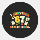Cute I Survived 67 Days Of School Funny Meme Teach Ronde Sticker (Voorkant)