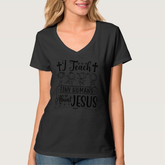 cute i teach tiny humans about jesus vbs teacher g t-shirt (Voorkant)