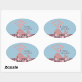 Cute I whaley love you! design Ovale Sticker (Vel)