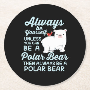 Cute Ice Beer A Polar Beer Lover Ronde Kartonnen Onderzetter