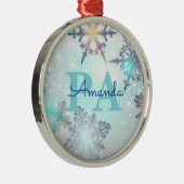 Cute Ice Blue Snowflake Personalized Name PA Metalen Ornament (Rechts)