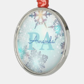 Cute Ice Blue Snowflake Personalized Name PA Metalen Ornament (Links)