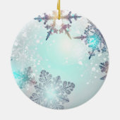 Cute Ice Blue Snowflake Persoonlijke benaming LPN Keramisch Ornament (Achterkant)