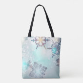 Cute Ice Blue Snowflake Persoonlijke benaming LPN  Tote Bag (Achterkant)