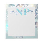 Cute Ice Blue Snowflake Persoonlijke naam NP Verpl Notitieblok (Voorkant)