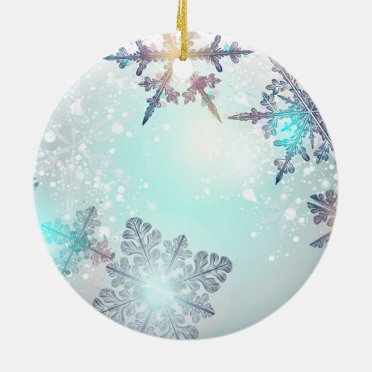Cute Ice Blue Snowflake Persoonlijke naam RN Verpl Keramisch Ornament (Achterkant)