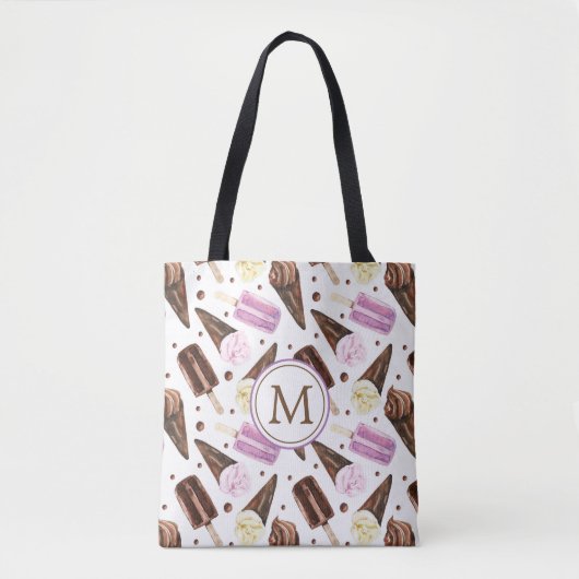Cute Ice Cone Pattern Monogram Tote Bag (Voorkant)