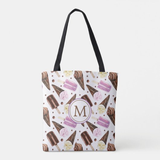 Cute Ice Cone Pattern Monogram Tote Bag (Achterkant)
